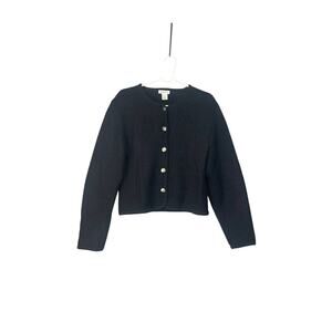 Talbots 
100 Wool Sweater  Cardigan Black Sz 8 Silver Buttons Textured Preppy